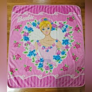 Vintage Barbie Ballerina Flowers Ballet Raschel Blanket Throw 2000 Northwest